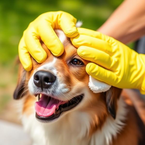 Dog groomed with a grooming glove